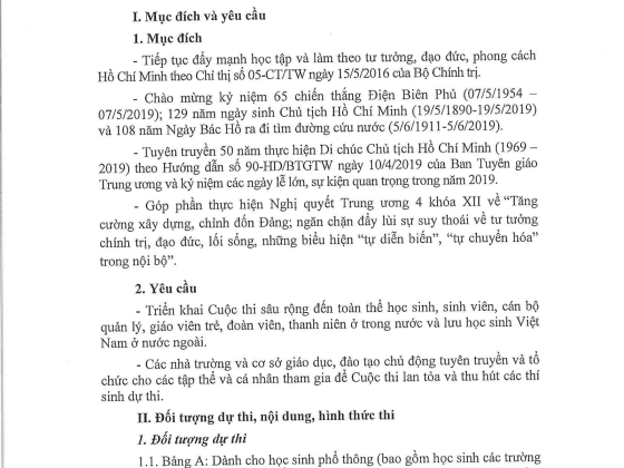 Thể lệ Cuộc thi “Tuổi trẻ học tập và làm theo tư tưởng, đạo đức, phong cách Hồ Chí Minh” năm 2019 - Trang 1