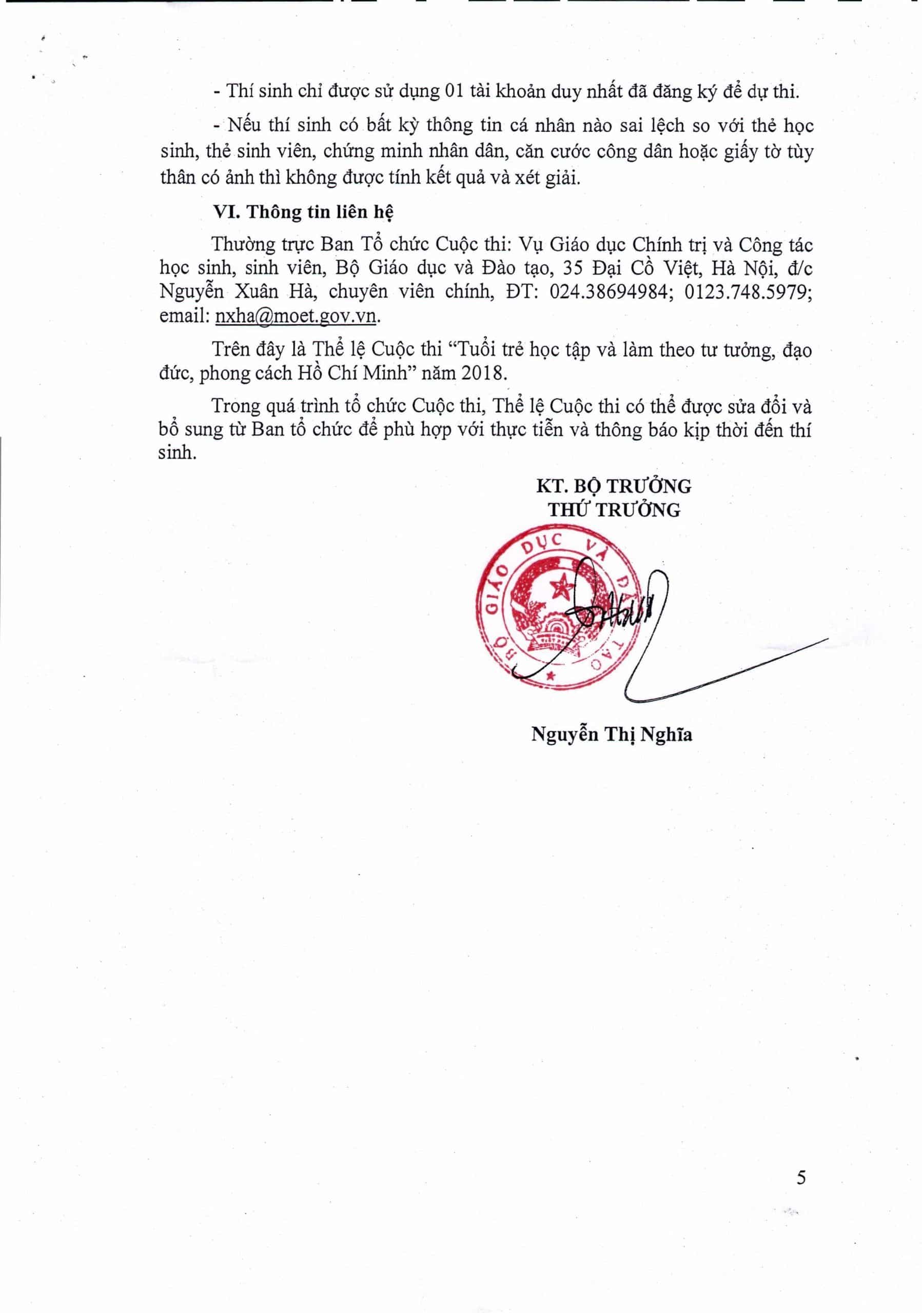 Thể lệ cuộc thi Tuổi trẻ học tập và làm theo tấm gương đạo đức Hồ Chí Minh lần thứ IV - năm 2018 - Trang 5