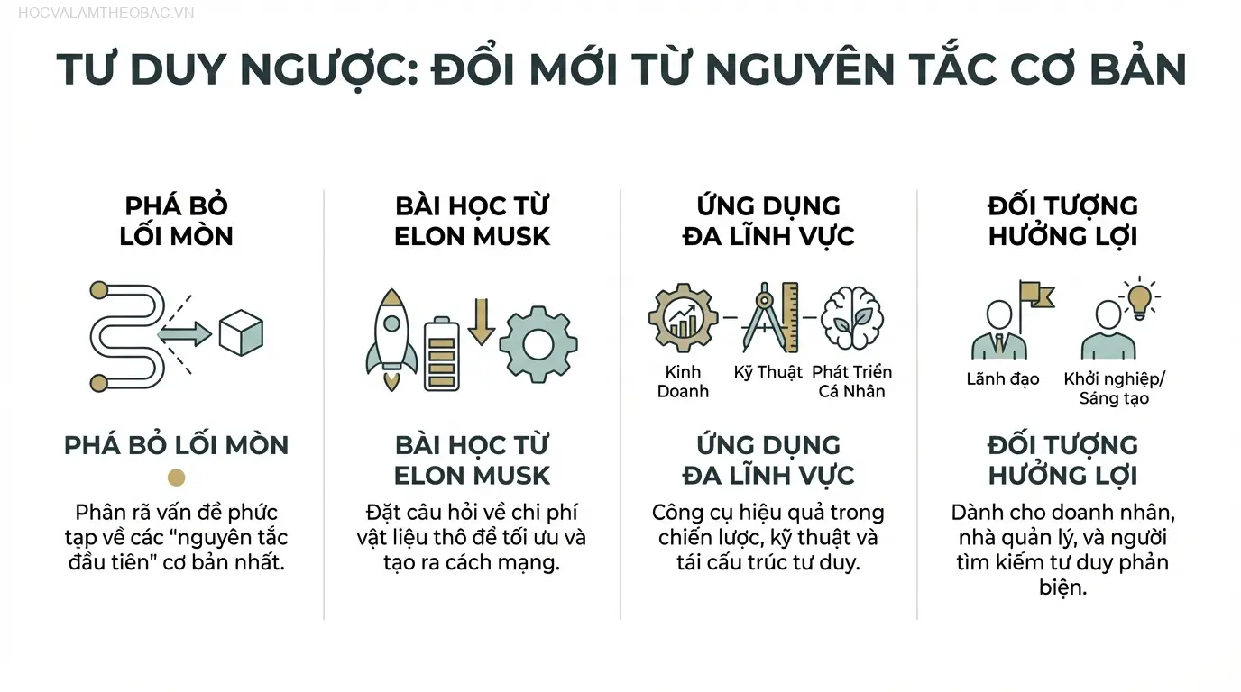 Ba bài học cốt lõi trong “Tư Duy Ngược” giúp tái cấu trúc phương pháp tiếp cận và giải quyết vấn đề một cách sáng tạo.