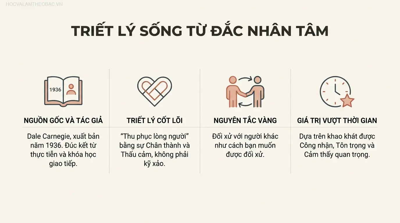Bìa sách Đắc Nhân Tâm phiên bản tiếng Việt phổ biến do First News phát hành.