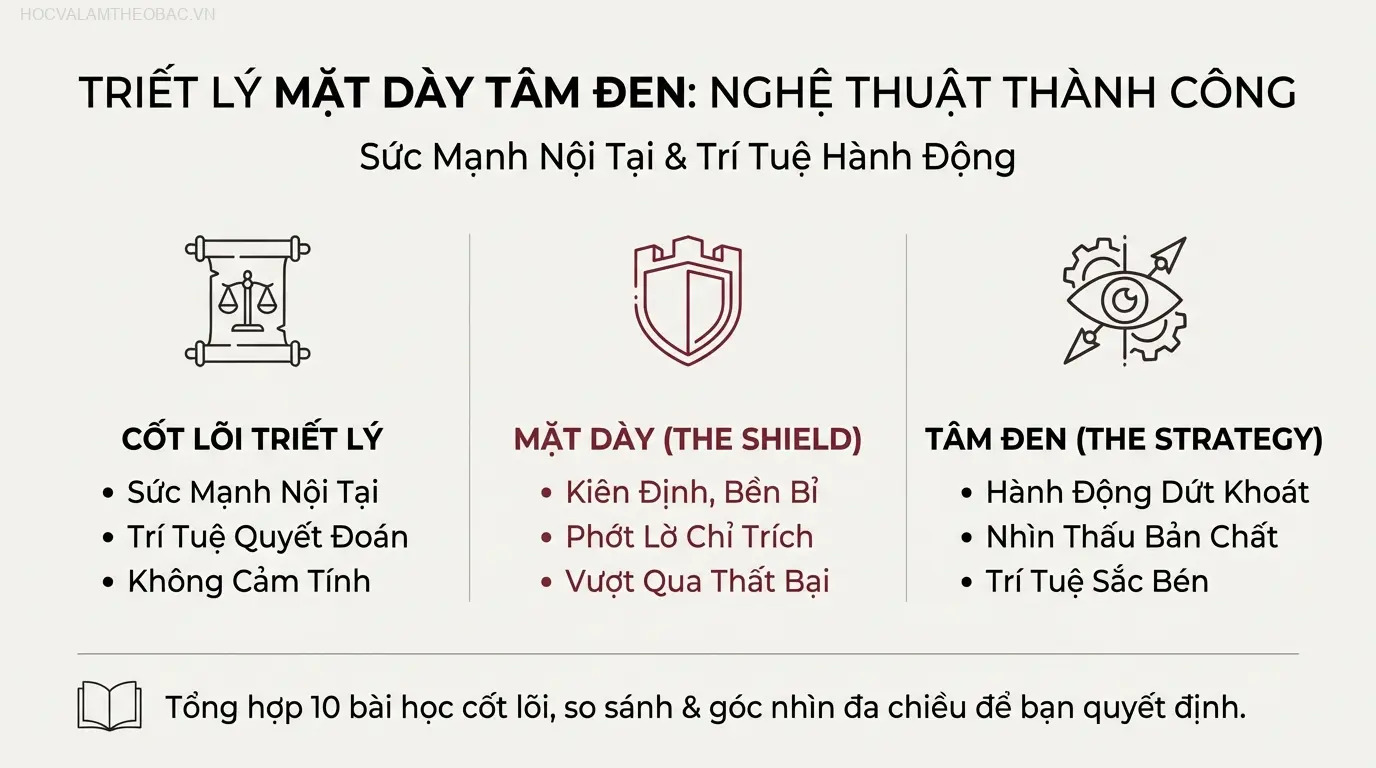Bìa sách “Mặt Dày Tâm Đen” của tác giả Chin-Ning Chu, một tác phẩm gây nhiều tranh cãi về nghệ thuật thành công.