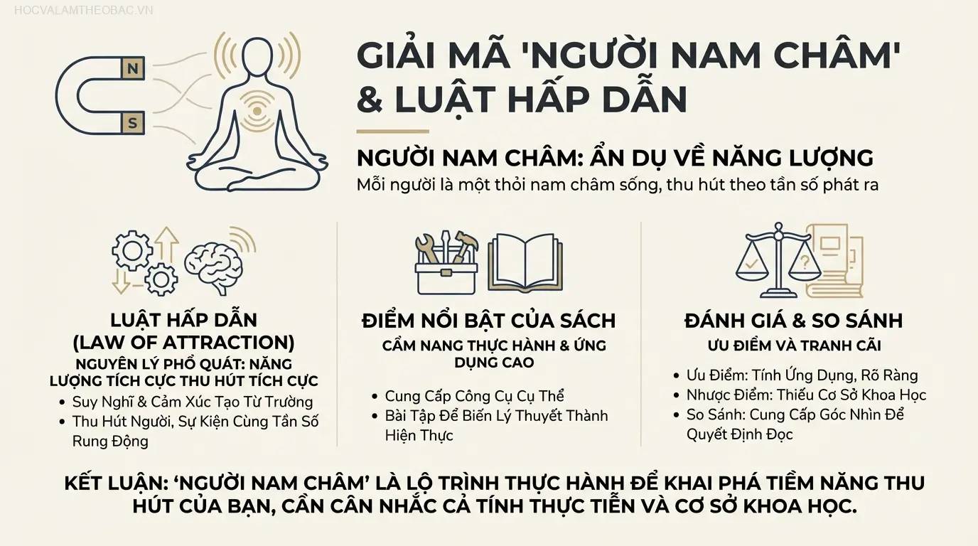 Bìa sách “Người Nam Châm – Bí Mật Của Luật Hấp Dẫn” của tác giả Jack Canfield và D.D. Watkins.