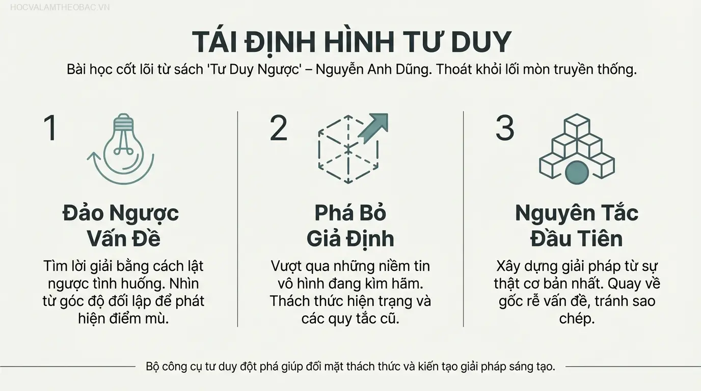 Bìa sách “Tư Duy Ngược” của tác giả Nguyễn Anh Dũng, do NXB Dân Trí phát hành.