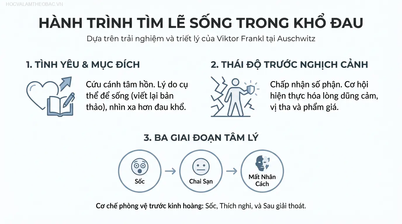 Hình ảnh mang tính biểu tượng về trại tập trung Auschwitz, nơi Viktor Frankl đã tìm thấy và kiểm chứng những nguyên tắc cốt lõi về lẽ sống.