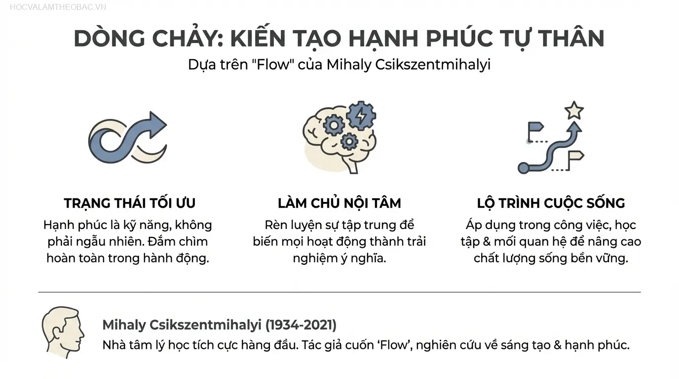 Sách “Flow – Dòng Chảy” của Mihaly Csikszentmihalyi, một tác phẩm kinh điển về tâm lý học tích cực.