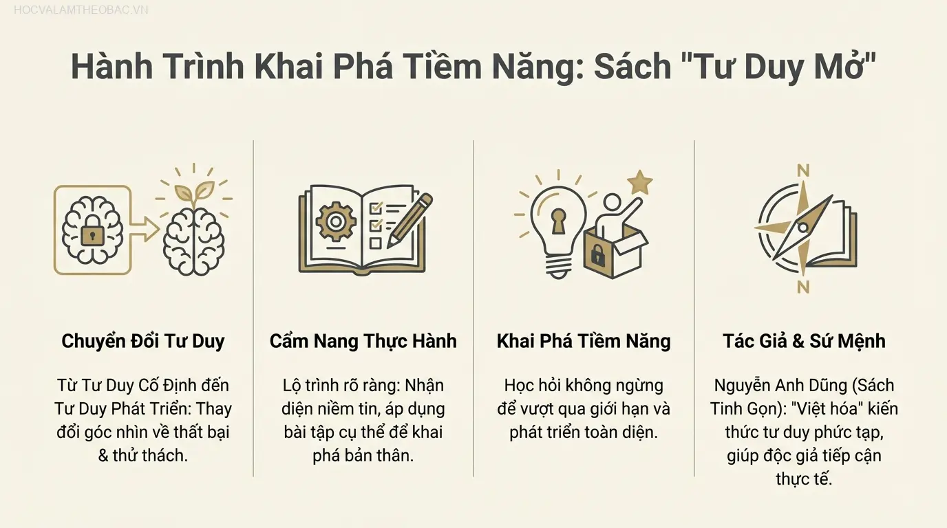 Sách “Tư Duy Mở” của tác giả Nguyễn Anh Dũng là cẩm nang thực hành giúp độc giả Việt Nam khai phá tiềm năng bản thân.
