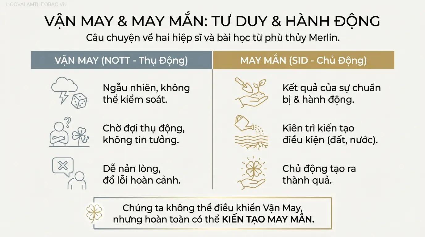 Sự đối lập giữa hiệp sĩ Sid (chủ động kiến tạo) và Nott (thụ động chờ đợi) là trung tâm của câu chuyện ngụ ngôn.