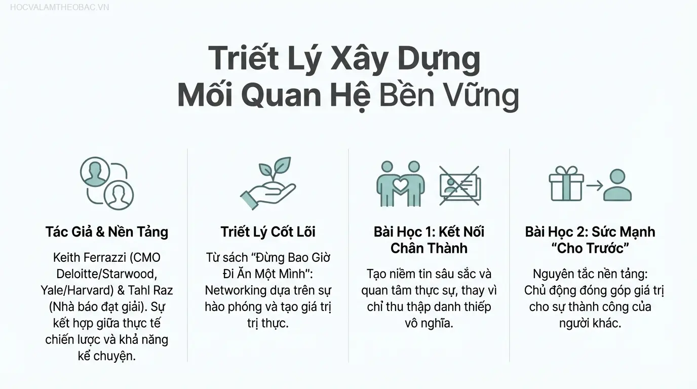 Tác giả Keith Ferrazzi, chuyên gia hàng đầu thế giới về networking và là người khởi xướng triết lý xây dựng mối quan hệ dựa trên sự hào phóng.