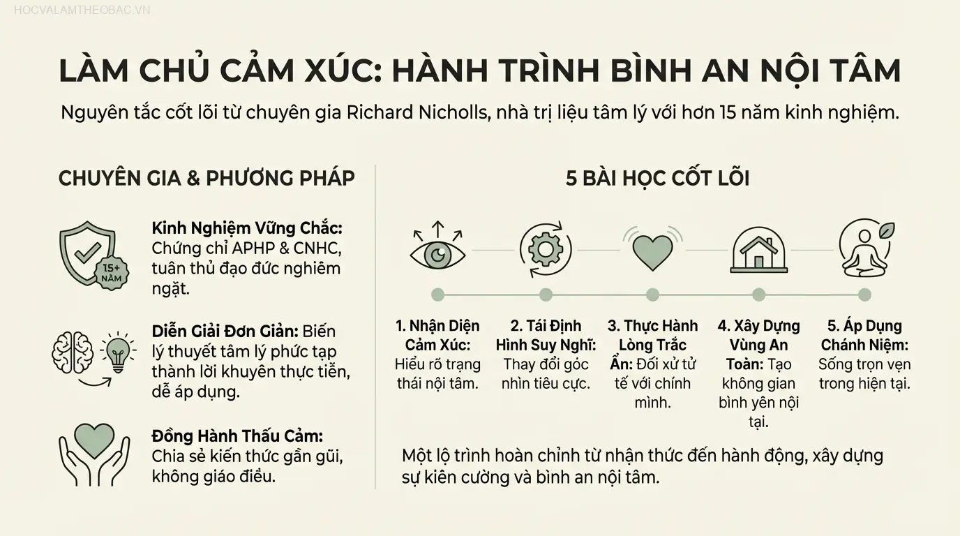 Tác giả Richard Nicholls, nhà trị liệu tâm lý với hơn 15 năm kinh nghiệm, người mang những kiến thức chuyên sâu đến gần hơn với độc giả.
